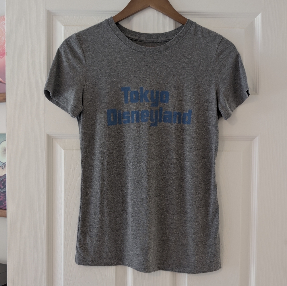 Gray T-Shirt with Blue Tokyo Disneyland Logo M